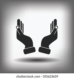 Supporting hands illustration icon