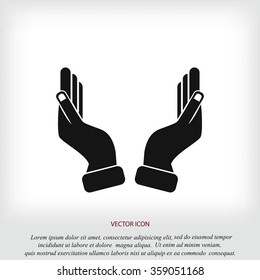 Supporting hands illustration icon