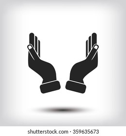 Supporting hands illustration icon