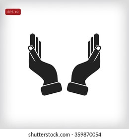 Supporting hands illustration icon