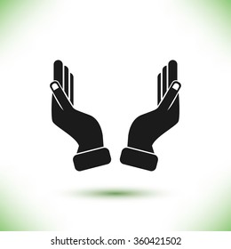 Supporting hands illustration icon