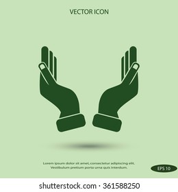 Supporting hands illustration icon
