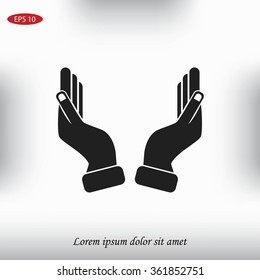 Supporting hands illustration icon