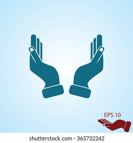 Supporting hands illustration icon