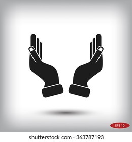 Supporting hands illustration icon