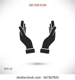 Supporting hands illustration icon