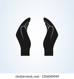 Supporting hands illustration. Vector protecting hands icon