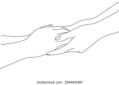 Holding Hands Outline Drawing Hand Holding Stock Vector (Royalty Free ...