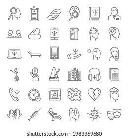 Supporting mental health icons set. Outline set of Supporting mental health vector icons for web design isolated on white background