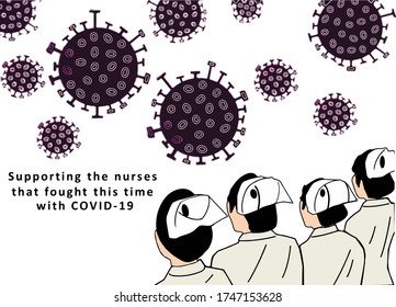Supporting the nurses that fought this time with COVID -19,Vector photo