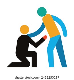 Supporting person diagonal vector illustration