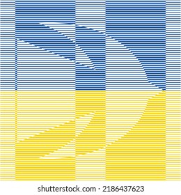 Supporting Ukraine. Abstract bird with texture in Ukrainian flag colors. Blue and yellow illustration - for Ukraine. Pray For Ukraine peace. Care, love and charity symbol. Vector