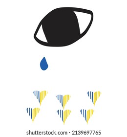 Abstraktes Auge mit Tränengrafik für die Ukraine, Vektorgrafik