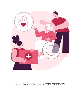 Supporting volunteering abstract concept vector illustration. Community service, public health volunteering, psychological support during outbreak, qualified medical aid abstract metaphor.