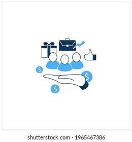 Supporting workers flat icon. Supporting unpaid care workers. Caring about employees. Universal basic income concept. Vector illustration