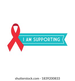 i am supporting world aids day with ribbon design, first december and awareness theme Vector illustration