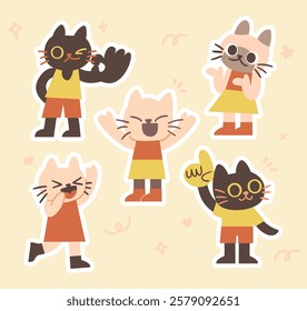 Supportive Cute Cat Sticker Set with Encouraging Poses and Wholesome Expressions