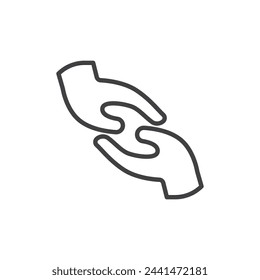 Supportive Hands line icon. linear style sign for mobile concept and web design. Two hands clasped together outline vector icon. Symbol, logo illustration. Vector graphics