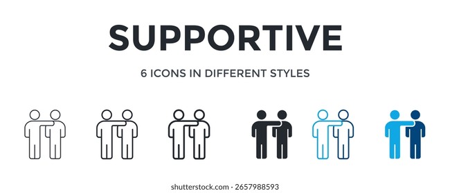 Supportive Icon In Different Style Vector Illustration. Designed In Thin Line, Regular Line, Bold Line, Glyph, Color Line, And Color Glyph Style Can Be Used For Web