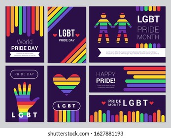 Supportive lgbt set. Colored rainbow banners for lgbt peoples events vector illustrations