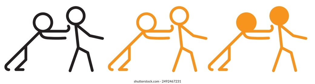 Supportive Man Pushing Another Person Icon for Assistance and Guidance Graphics Ideal for Representing Help and Support Actions