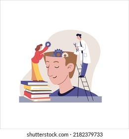 Supportive Mental Health Vector Illustration Featuring Self-Care, Emotional Wellness, and Psychological Support Concepts