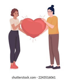 Supportive relationship semi flat color vector characters. Editable figures. Full body people on white. Loving couple simple cartoon style illustration for web graphic design and animation