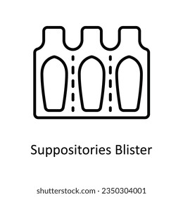 Suppositories Blister Outline Icon Design illustration. Pharmacy Symbol on White background EPS 10 File