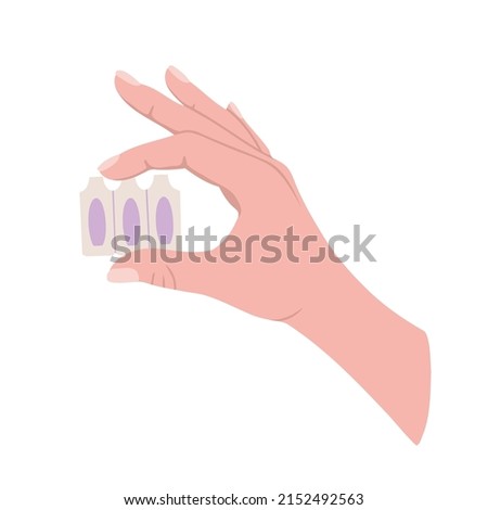 Suppositories in hand, suppository medicine. Vector Illustration for printing, backgrounds, covers, packaging, greeting cards, posters, textile and seasonal design. Isolated on white background.