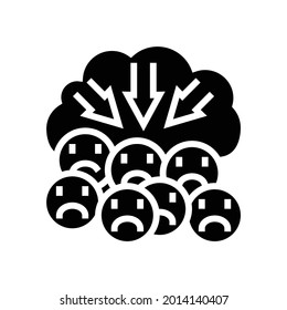 supresión del vector de icono de glifo de gestión de reputación de negatividad. signo de gestión de reputación de supresión de negatividad. símbolo de contorno aislado ilustración negra
