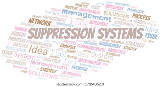 Suppression Systems typography vector word cloud.