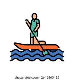 Suppsurfing color line icon for digital and print projects.  Minimal clean icons for apps and websites. Modern simple icons for UI UX and branding