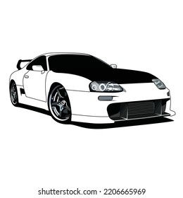 supra race car black and white vector design