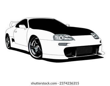 Supra Race Car Black And White Design Vector