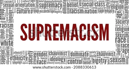 Supremacism vector illustration word cloud isolated on white background.