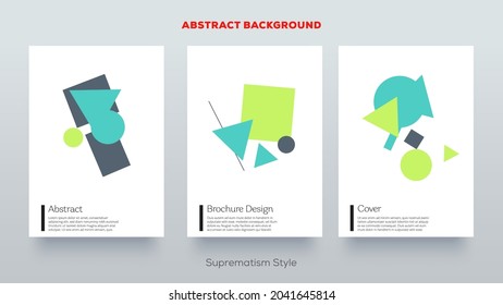 Suprematism design set. Flat style illustration. Creative retro abstract geometric template for brand identity, advertising, poster, banner, flyer, web, app etc.