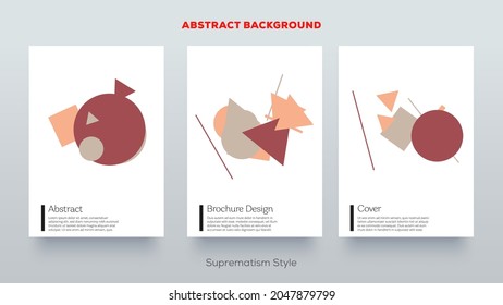 Suprematism design set. Flat style illustration. Creative retro abstract geometric template.