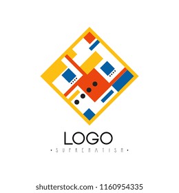 Suprematism logo, abstract geometric design element for brand identity, advertising, poster, banner, flyer, web, app vector Illustration on a white background