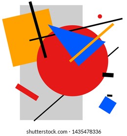Suprematism logo design, abstract geometric template for brand identity, advertising, poster, banner, flyer, web, app vector Illustration on a white background