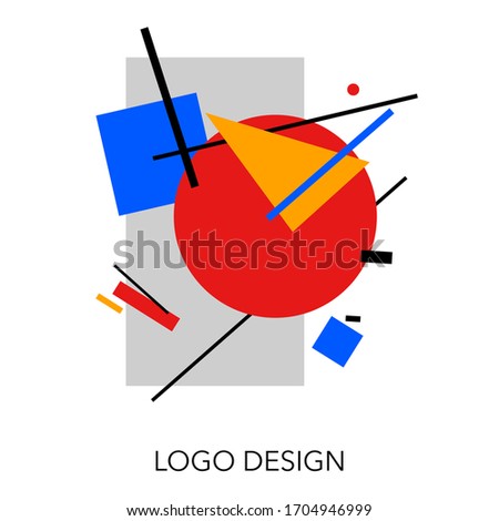 Suprematism logo design, abstract geometric template for brand identity, advertising, poster, banner, flyer, web, app vector Illustration on a white background