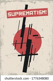 Suprematism Painting Style Poster, Retro Soviet Art Stylization, Constructivism, Cubism, Modernism