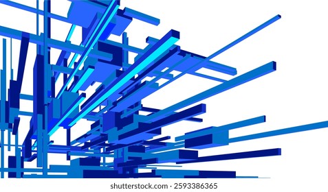 Suprematist Geometric Architectural Forms. Abstract Futuristic 3D Composition with Dynamic Constructivist Elements