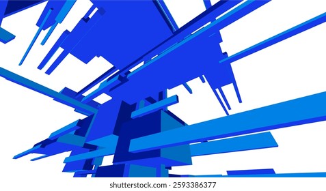 Suprematist Geometric Architectural Forms. Abstract Futuristic 3D Composition with Dynamic Constructivist Elements