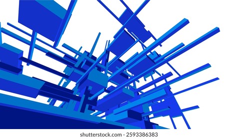Suprematist Geometric Architectural Forms. Abstract Futuristic 3D Composition with Dynamic Constructivist Elements