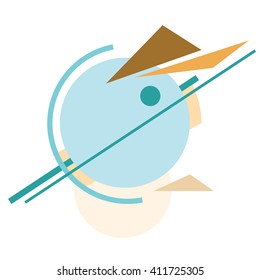 Suprematist vector composition with blue circle