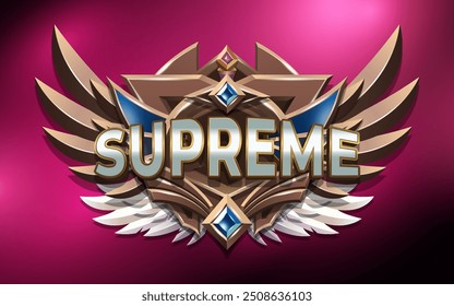Supreme 3D Text Effect with Winged Emblem
