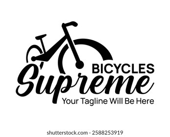 Supreme Bicycles Logo, Bicycle logo design template, Vector illustration, Flat and editable electric bicycle shop logo