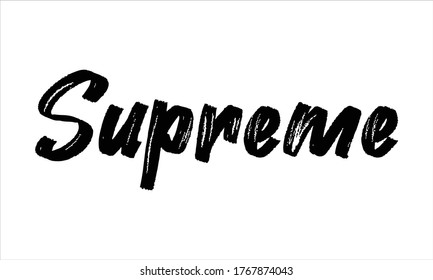 Oberste Pinselspitze, die typografischen Text auf weißem Hintergrund schreibt