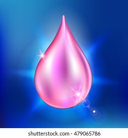 Supreme collagen oil drop essence. Premium shining serum droplet. Vector illustration