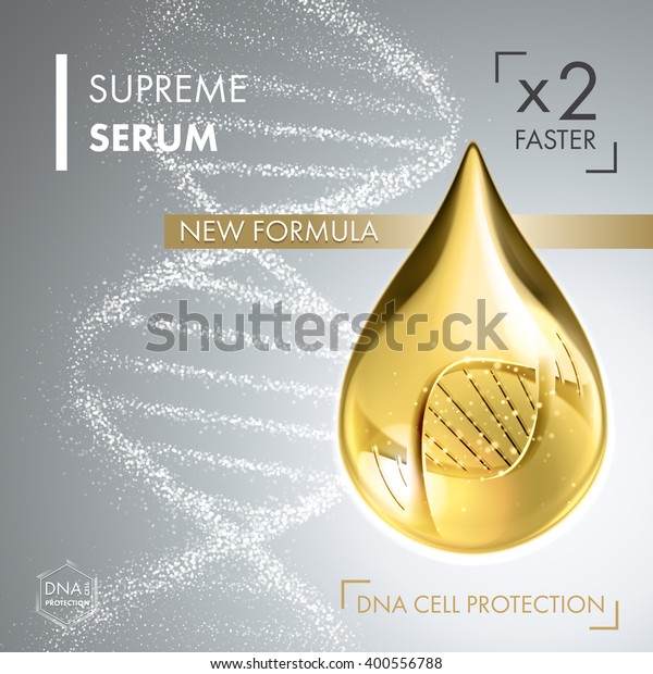 最高胶原蛋白油滴精华与dna 螺旋 优质闪亮的血清液滴 胶原蛋白下降的矢量插图 化妆品解决方案库存矢量图 免版税 400556788